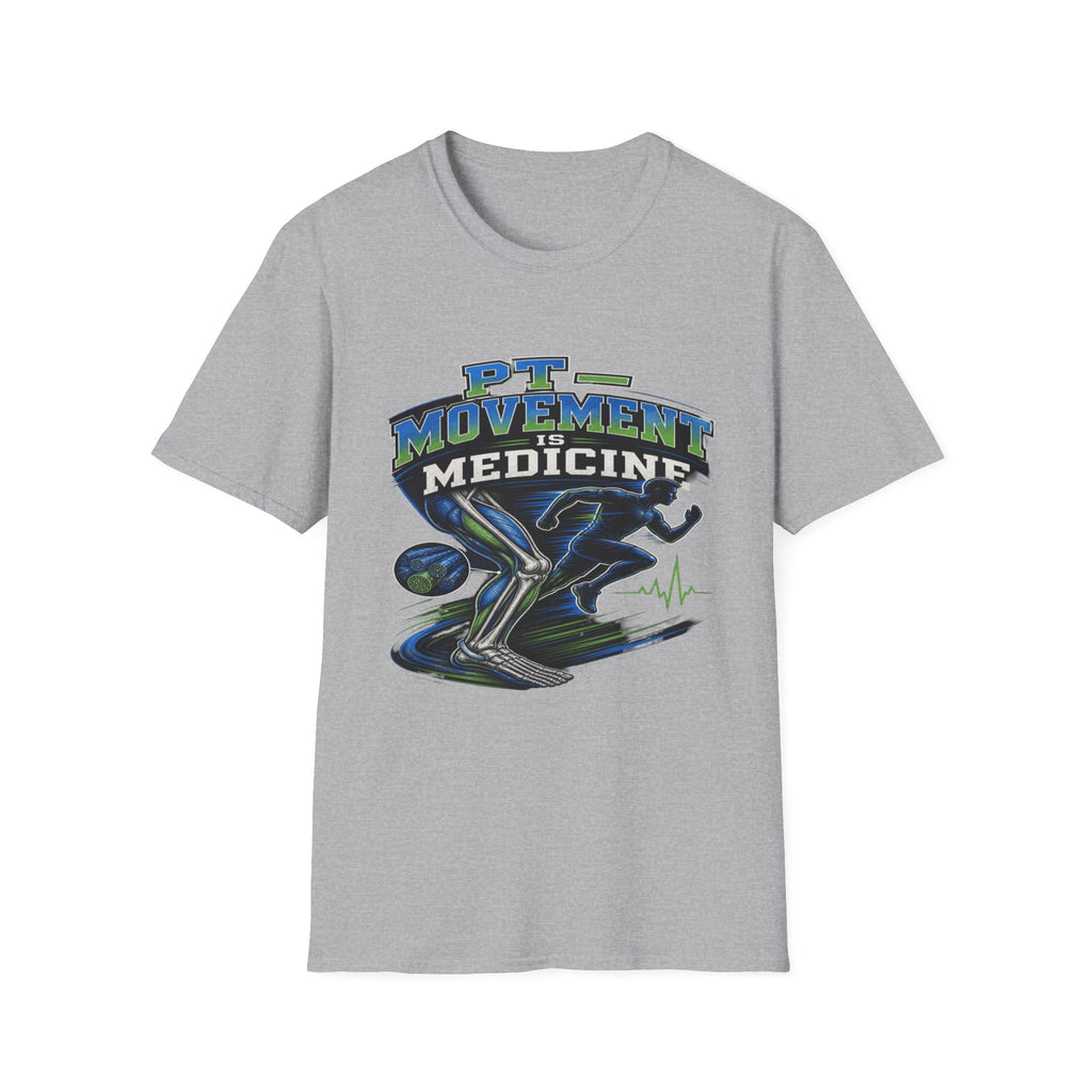 Dynamic T-shirt Design Featuring _PT Movement Is Medicine_ Text- Graphic Tees