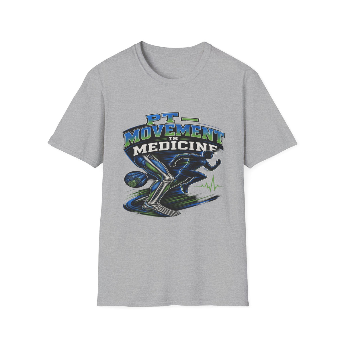 Dynamic T-shirt Design Featuring _PT Movement Is Medicine_ Text- Graphic Tees