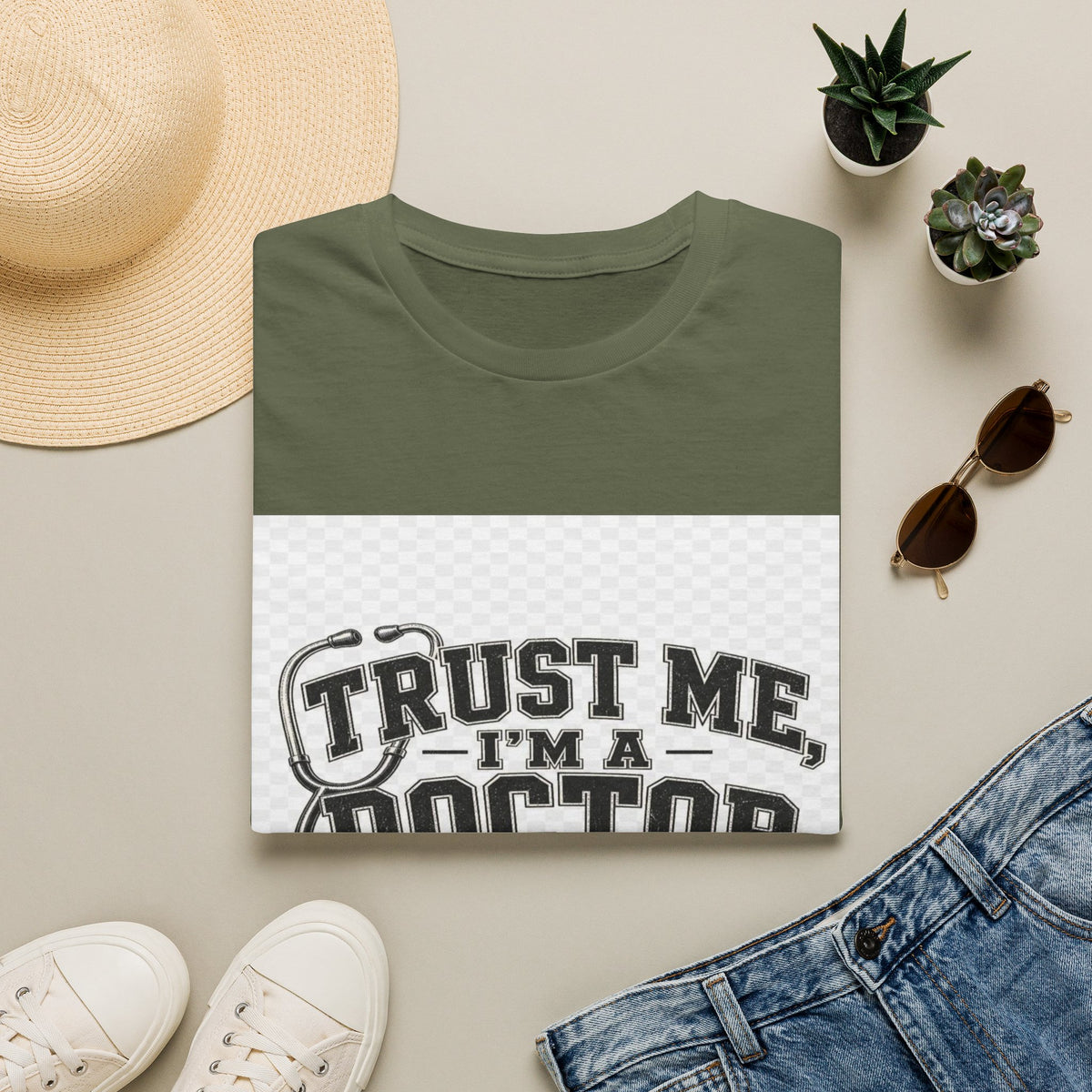 Vintage Varsity Typography Design Featuring Trust Me I'm A Doctor- Graphic Tees