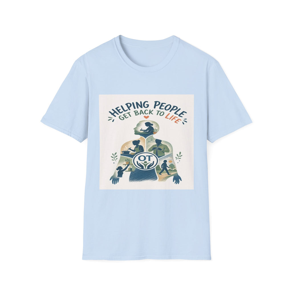 T-shirt Design Featuring Daily Activities Silhouette With OT Symbol- Graphic Tees