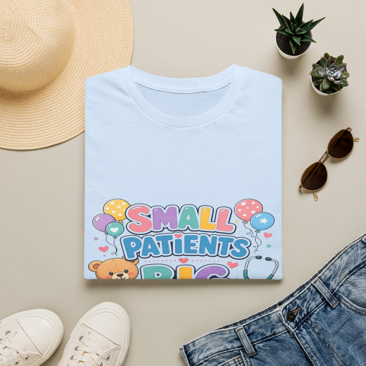 Vibrant T-Shirt Design Celebrating Pediatric Care With Balloons- Graphic Tees