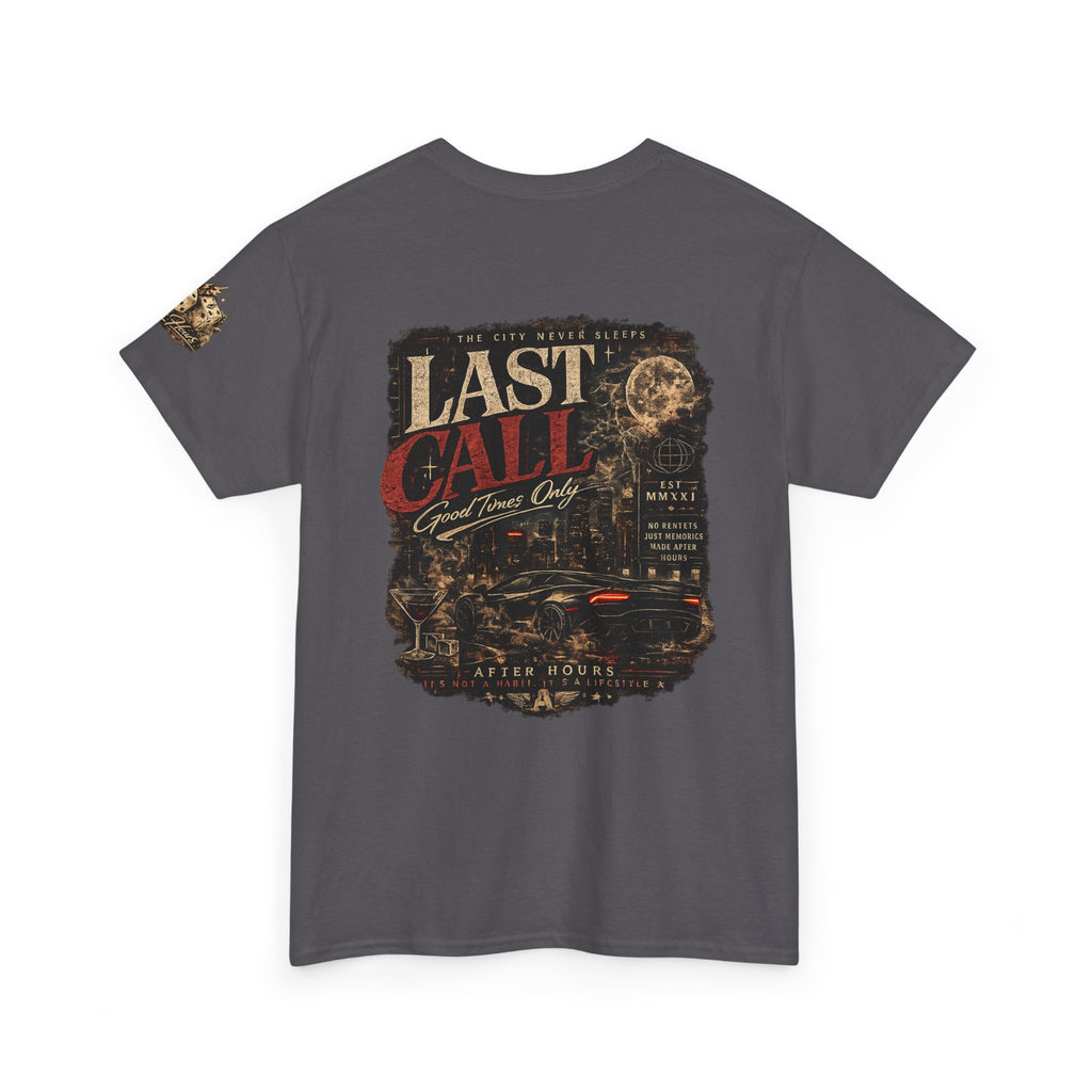 Last Call Graphic Tee — Vintage Bar Nightlife T‑Shirt