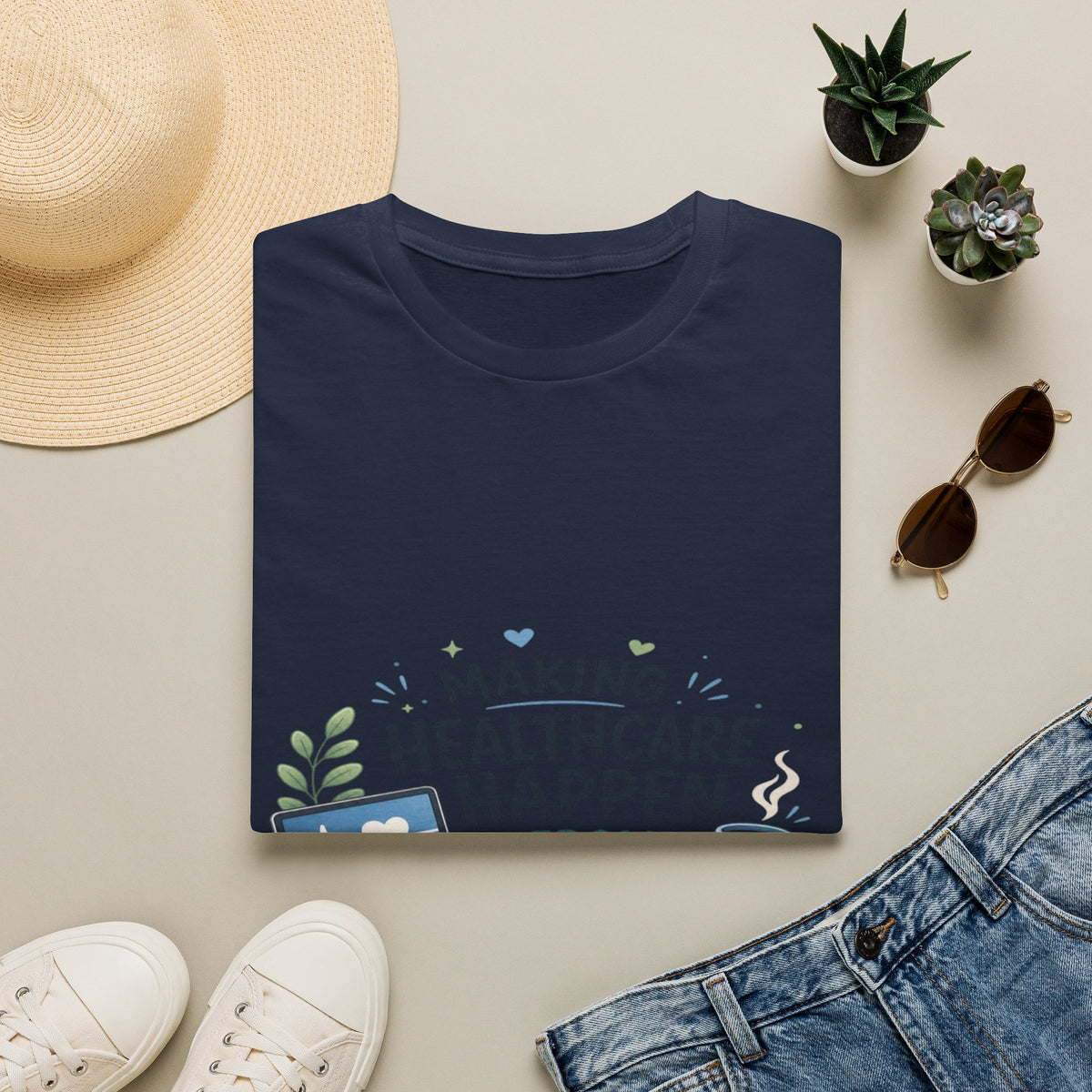 Inspirational T-shirt Design Celebrating Healthcare From Desk- Graphic Tees