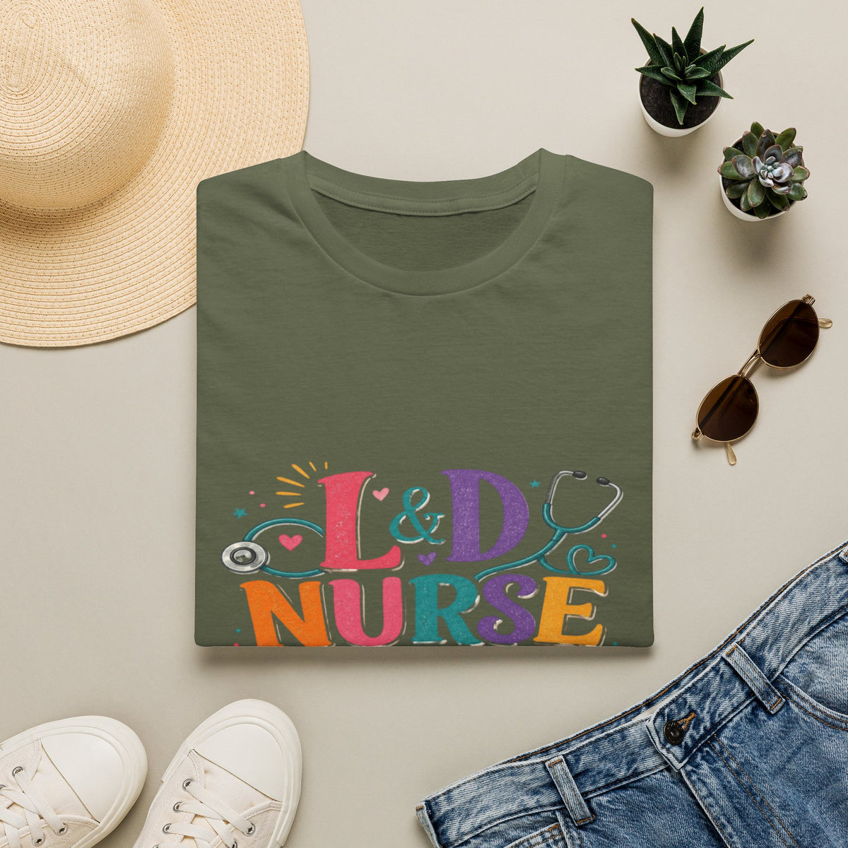 L&D Nurse Energy Trendy T-Shirt Design with Vibrant Elements- Graphic Tees