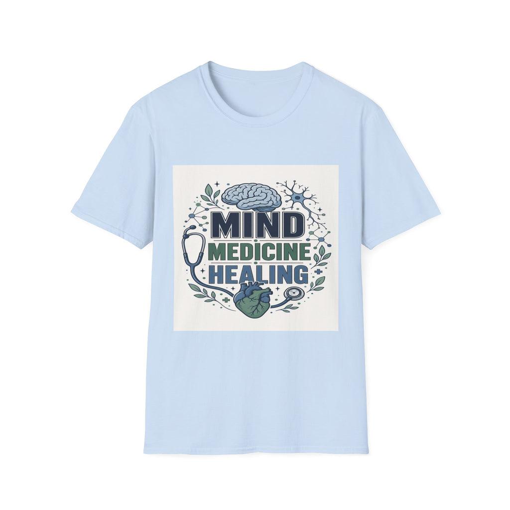 Illustration of Stacked Words Mind Medicine Healing with Medical Icons- Graphic Tees