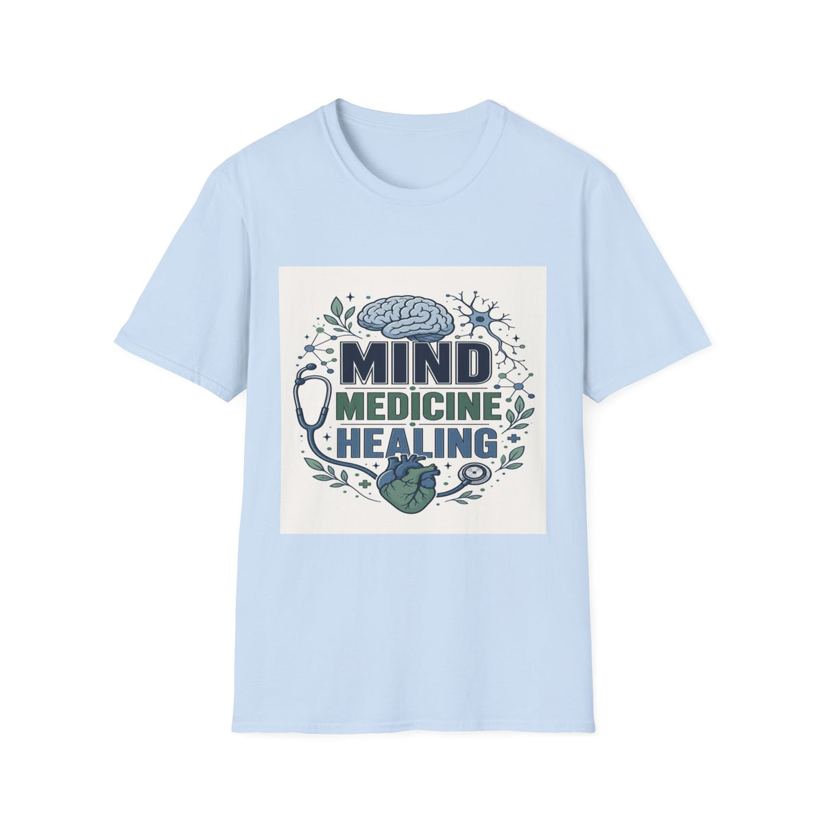 Illustration of Stacked Words Mind Medicine Healing with Medical Icons- Graphic Tees
