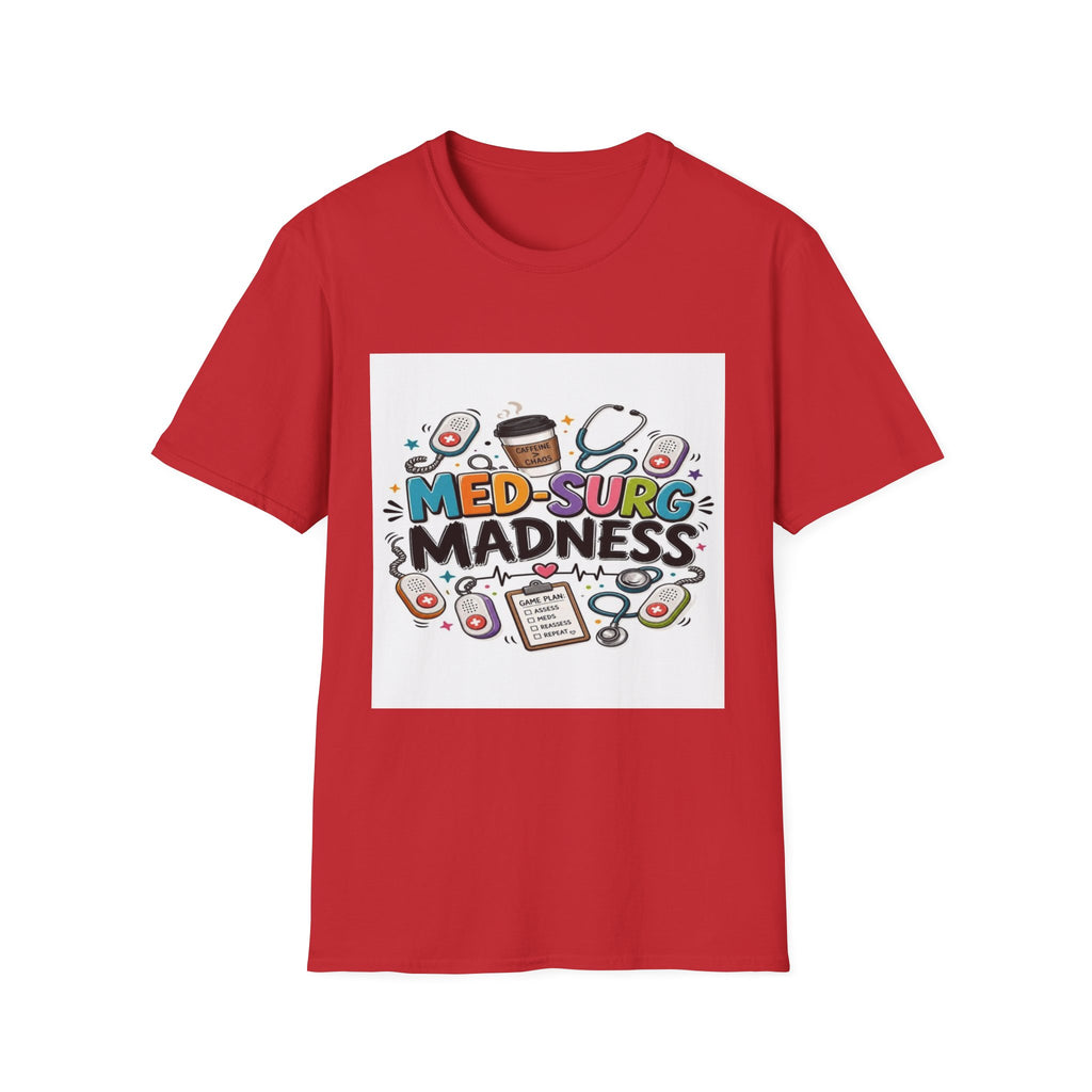 Vibrant T-Shirt Design Featuring MED-SURG MADNESS Phrase- Graphic Tees