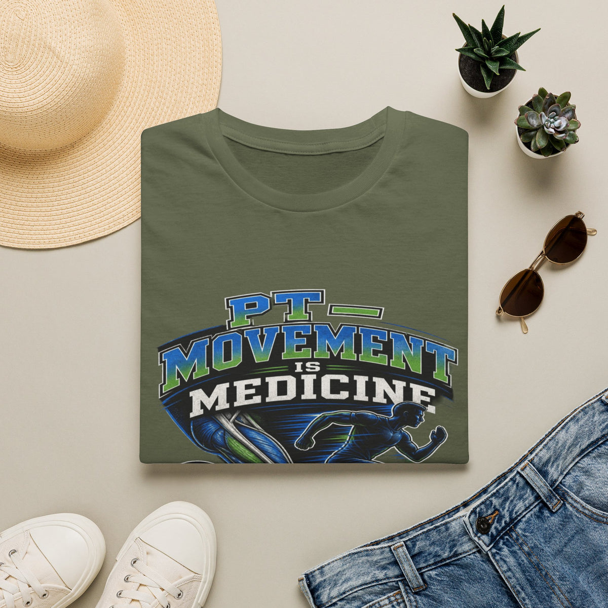 Dynamic T-shirt Design Featuring _PT Movement Is Medicine_ Text- Graphic Tees