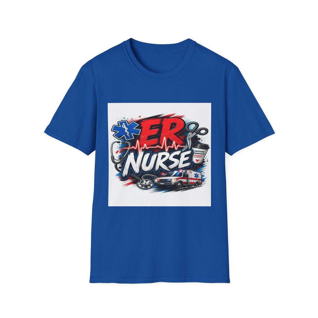 Bold Streetwear T-Shirt Design Featuring ER Nurse Typography- Graphic Tees