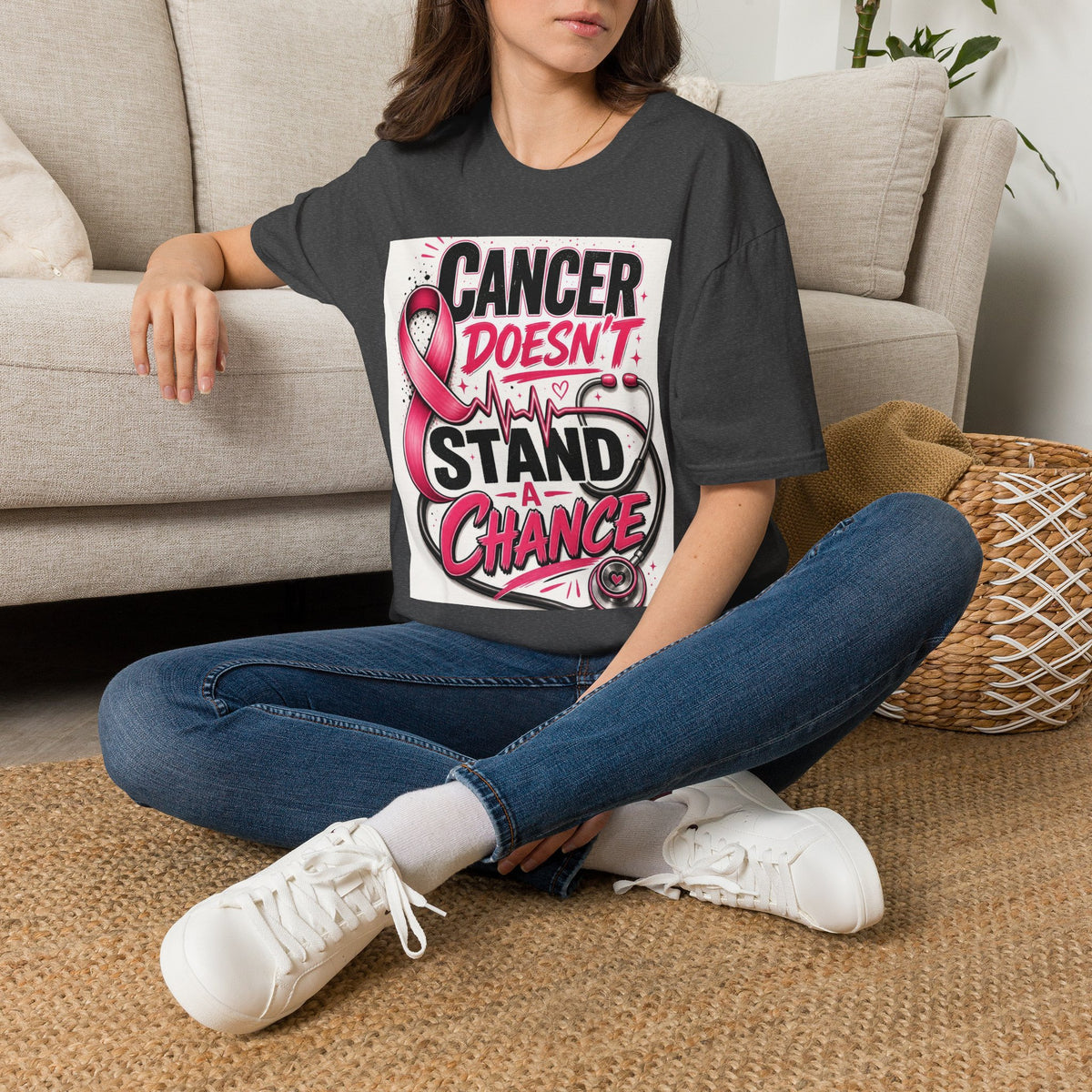 Bold Oncology Nurse Design Featuring Empowering Phrase With Awareness Ribbon