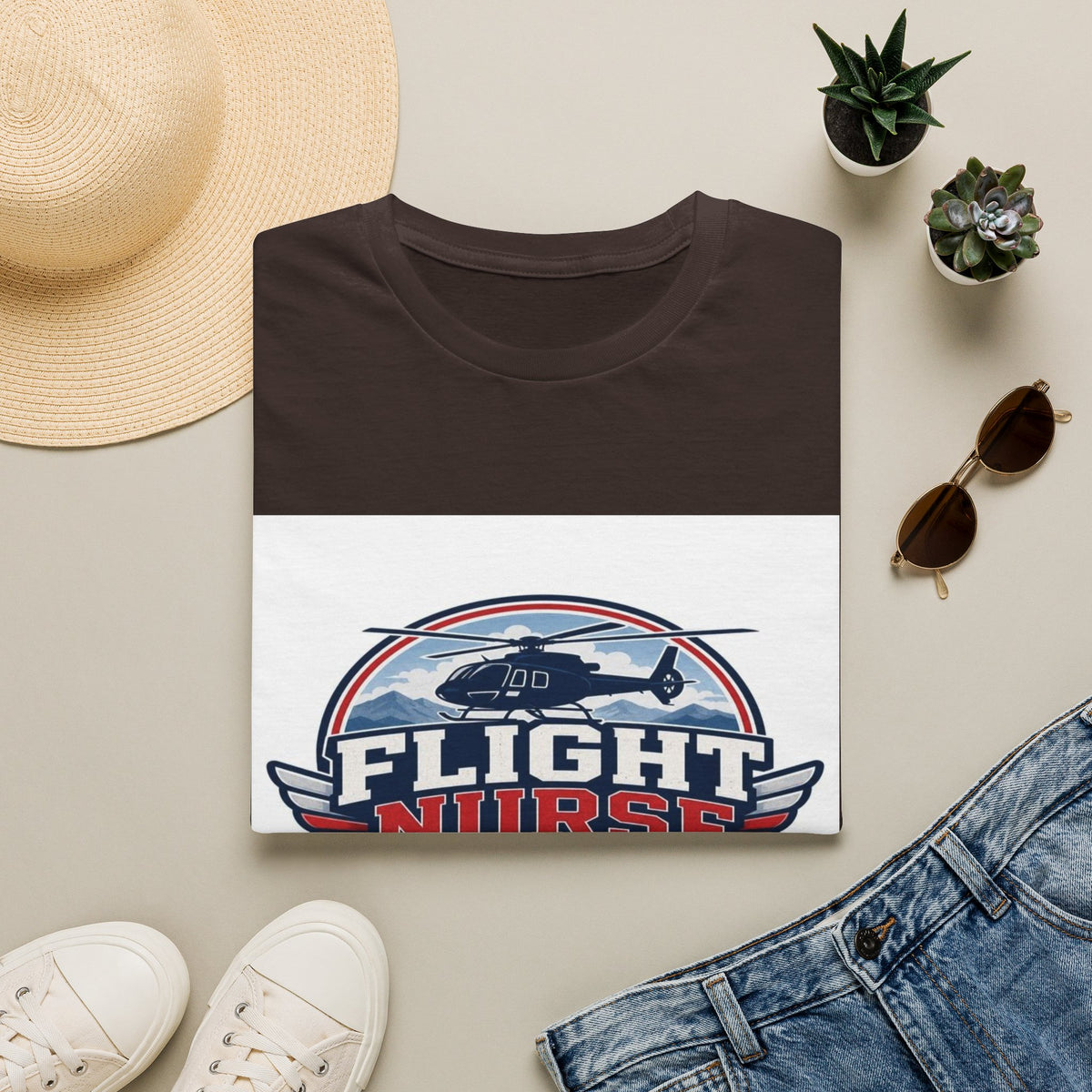Aviation-Inspired T-Shirt Design Featuring Flight Nurse Graphic- Graphic Tees