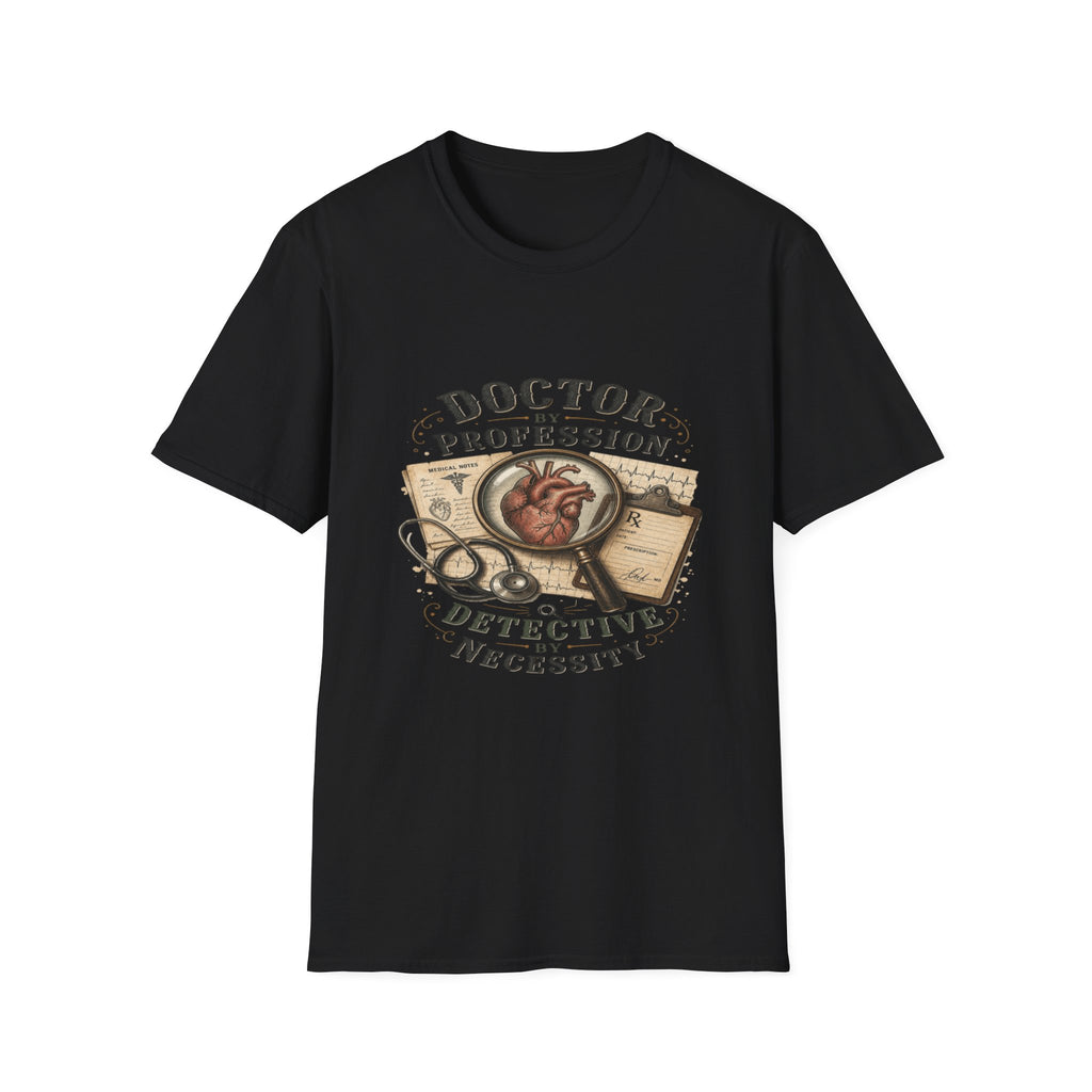 Vintage Detective-Inspired T-Shirt Featuring Anatomical Heart And Magnifying Glass- Graphic Tees