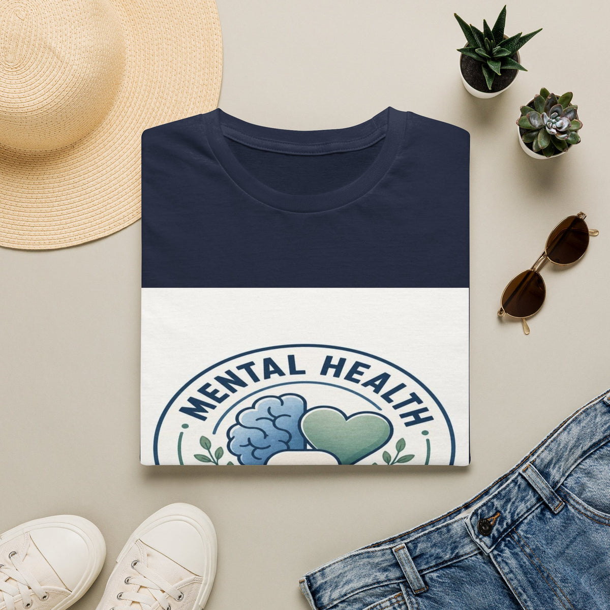 Badge-Style Graphic Featuring Mental Health Professional Title With Iconography- Graphic Tees