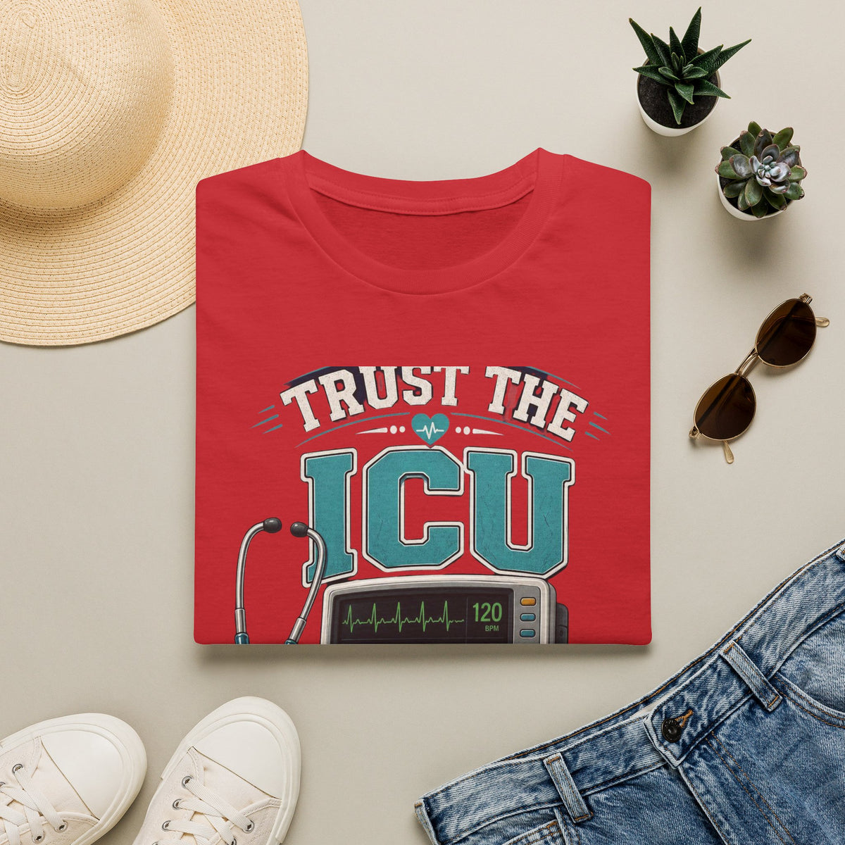Bold T Shirt Design Featuring Trust The ICU Nurse Phrase