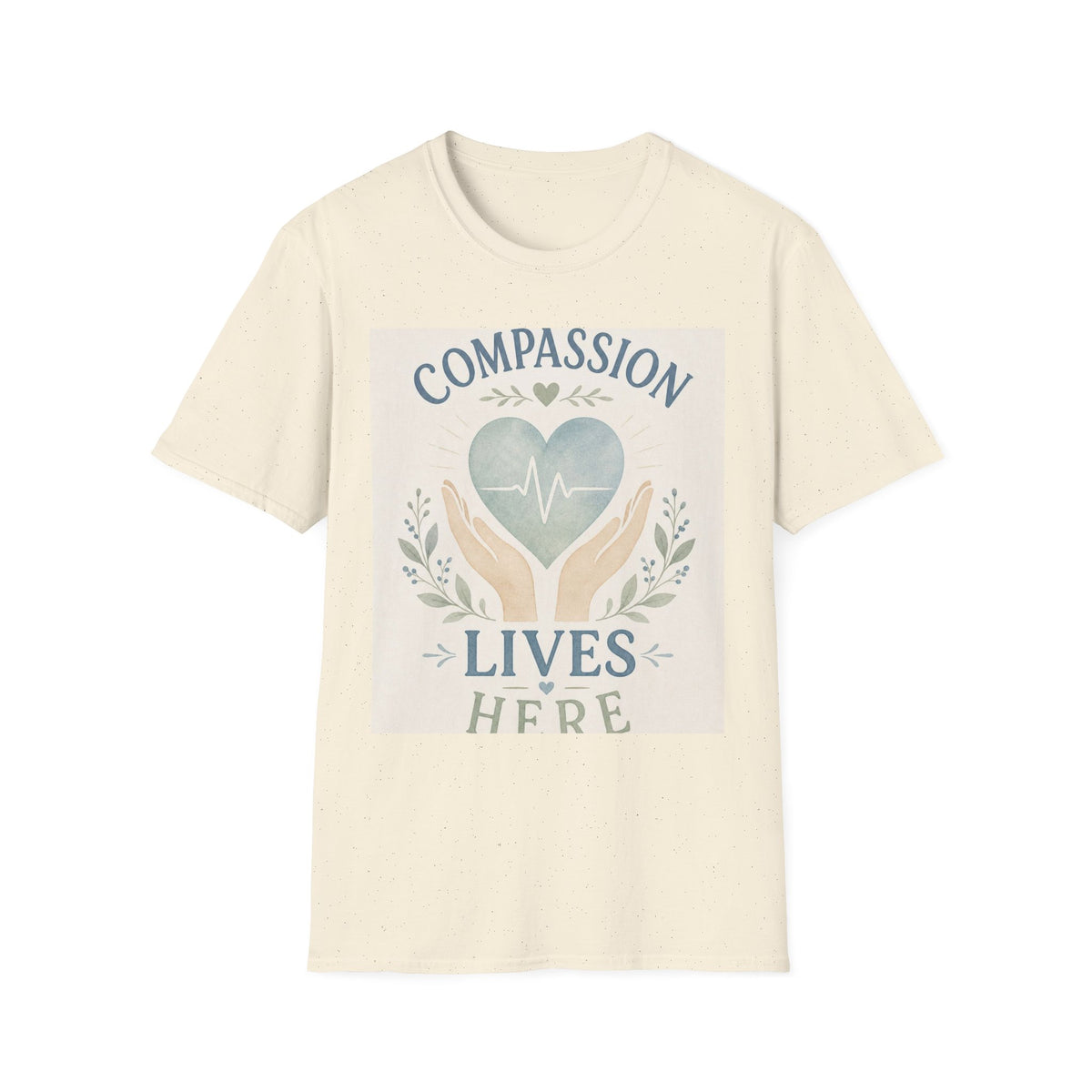T Shirt Design Featuring Compassion Lives Here With Heart And Hands