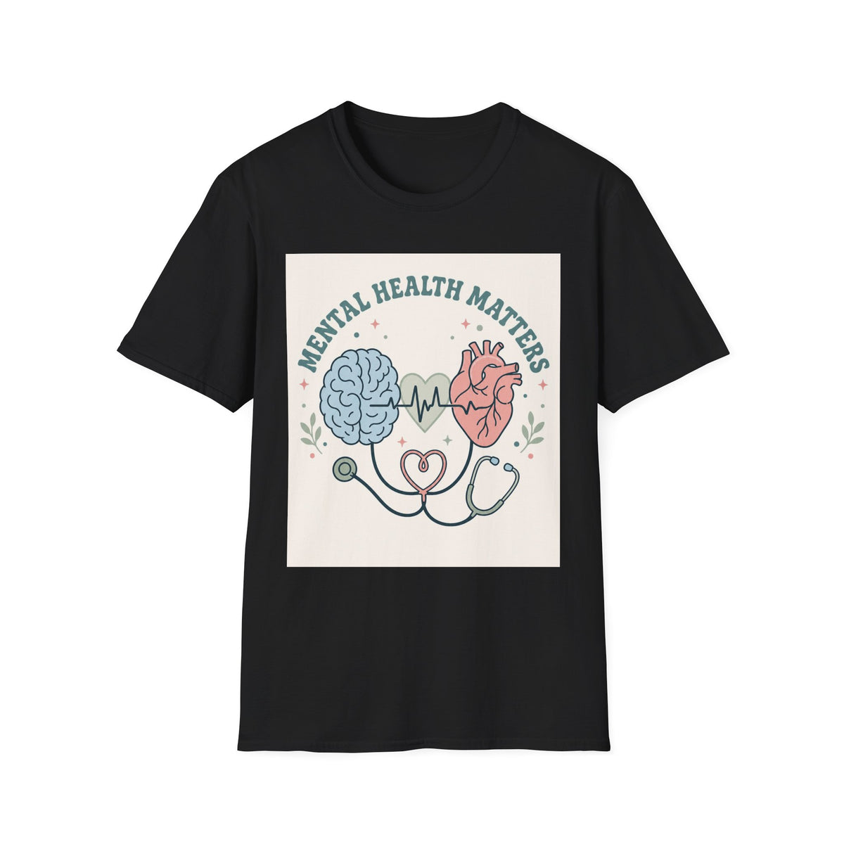 Stylized Brain And Heart Design For Mental Health Awareness