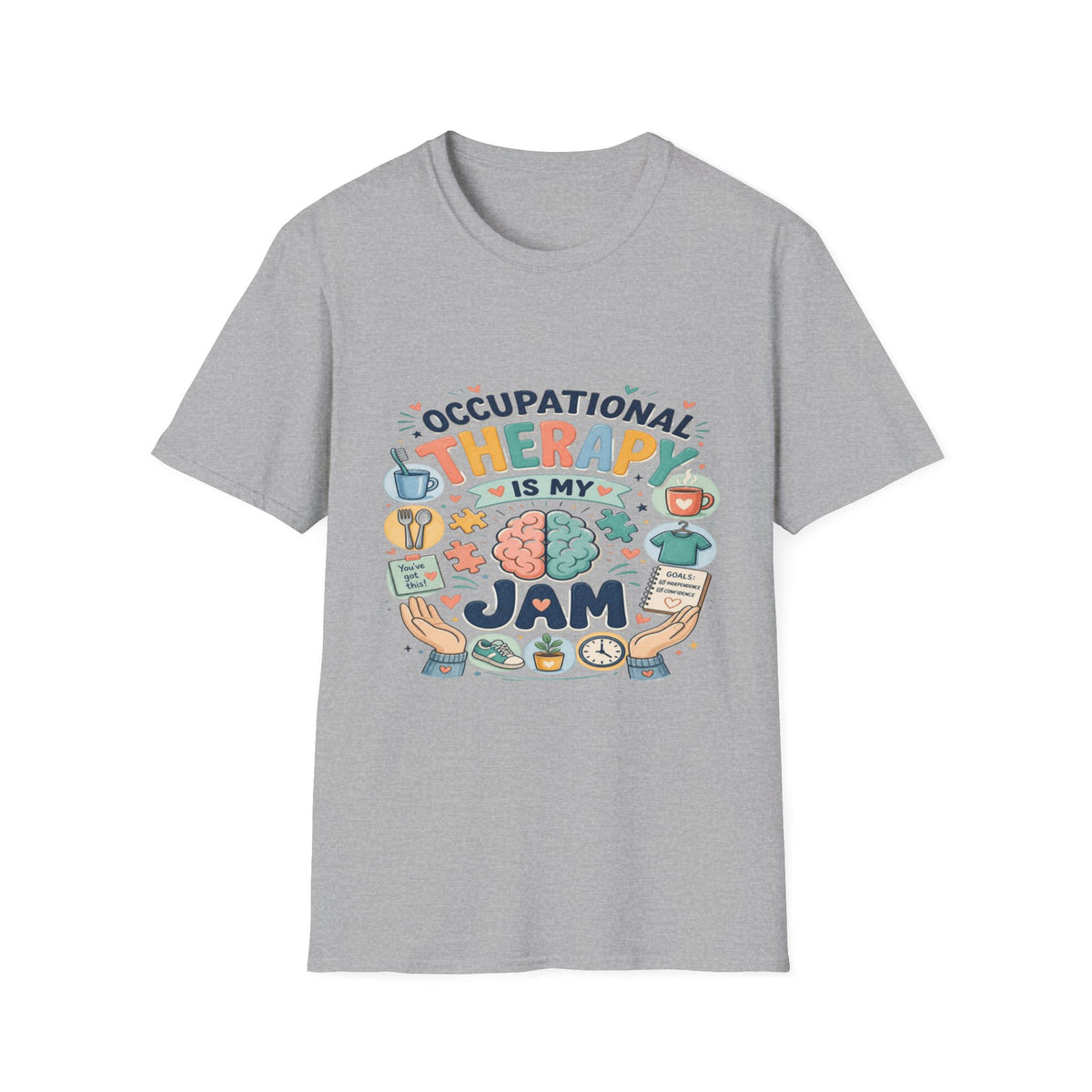 Playful T-shirt Design Celebrating Occupational Therapy Vibrantly Illustrated- Graphic Tees