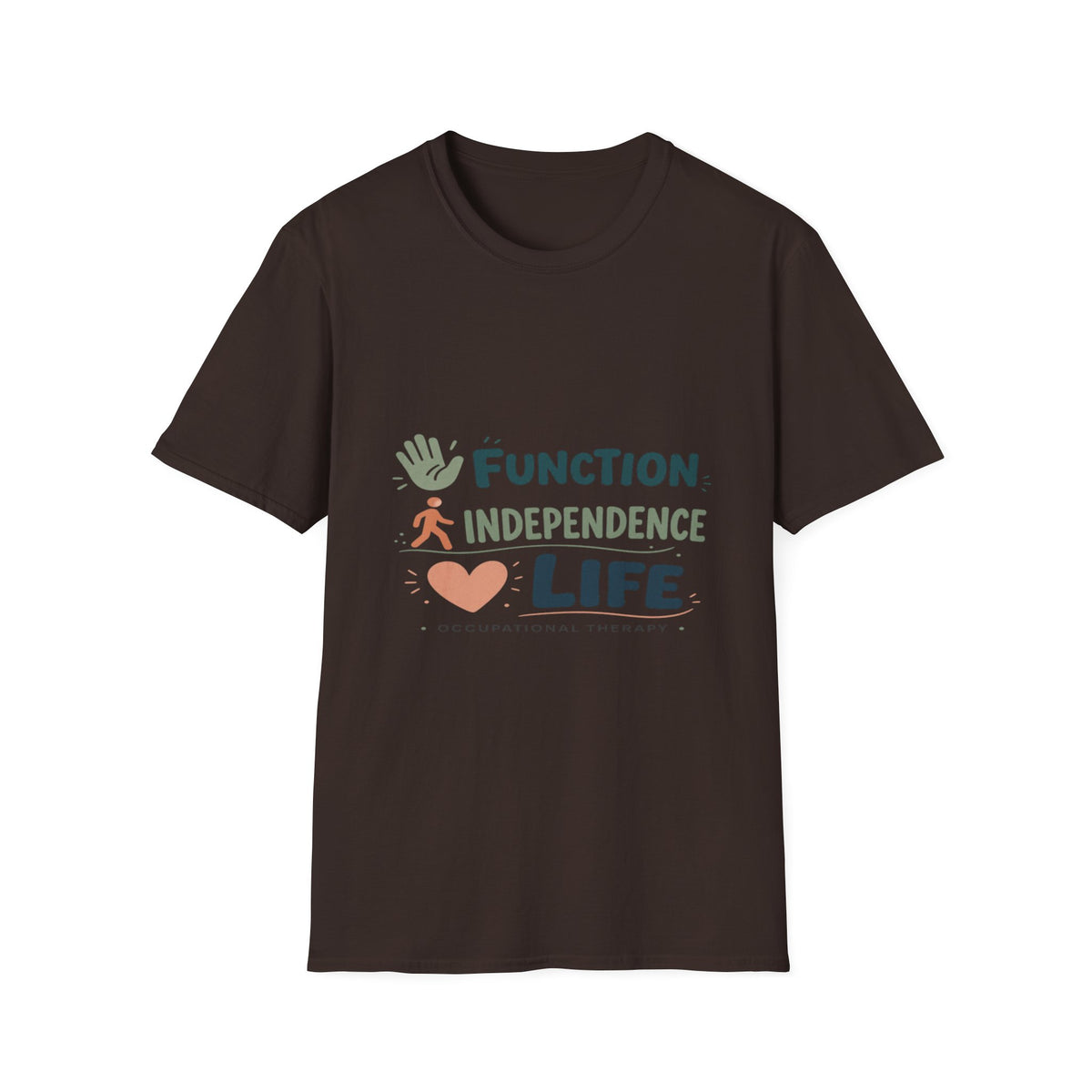 Playful Typography Featuring Function Independence Life With Icons- Graphic Tees