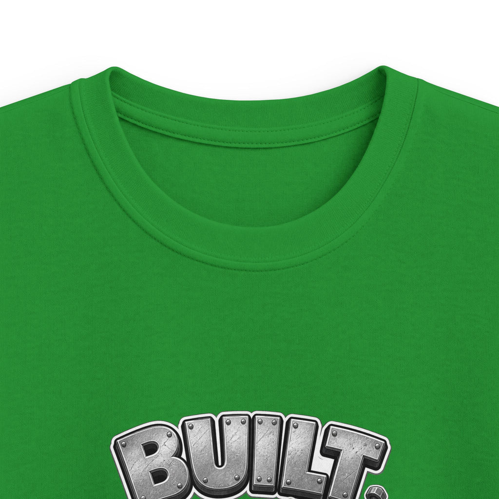 Kids Tee — "Built to Play" Construction Trucks Graphic