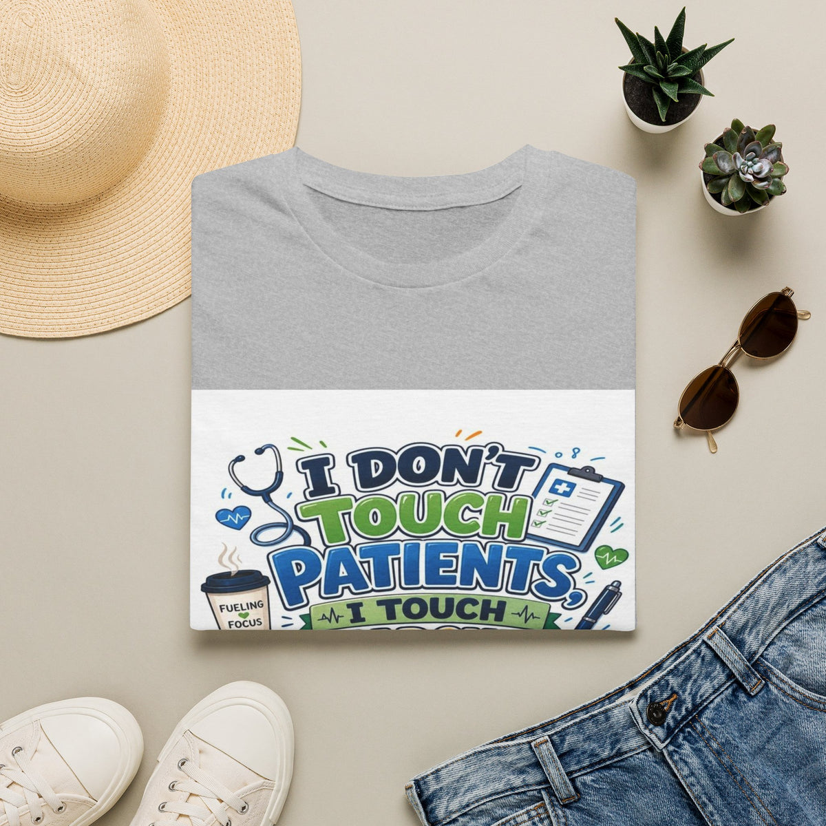 Humorous T-shirt Design Featuring Playful Healthcare And Spreadsheet Imagery- Graphic Tees