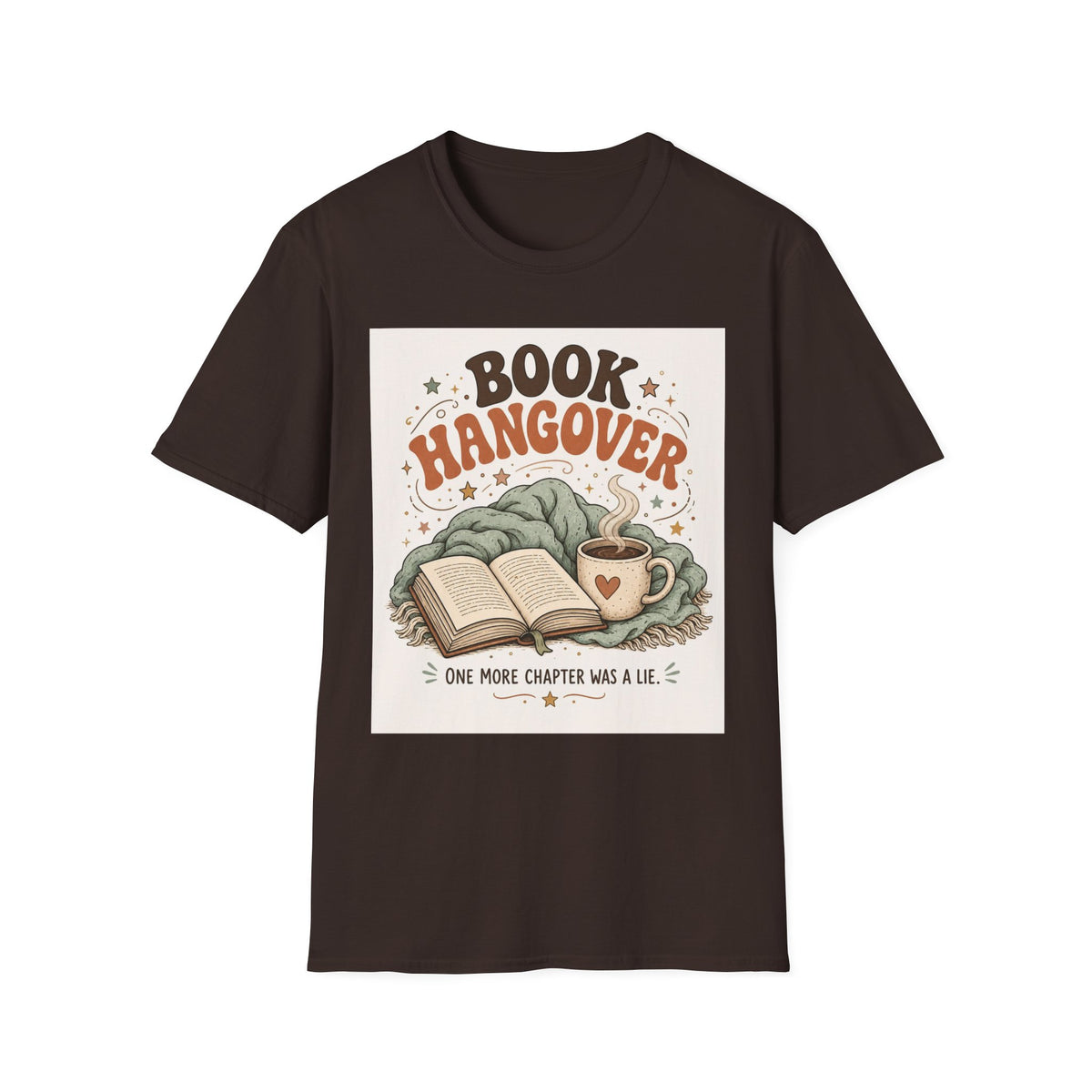 Cozy T Shirt Design Featuring Book And Coffee Cup