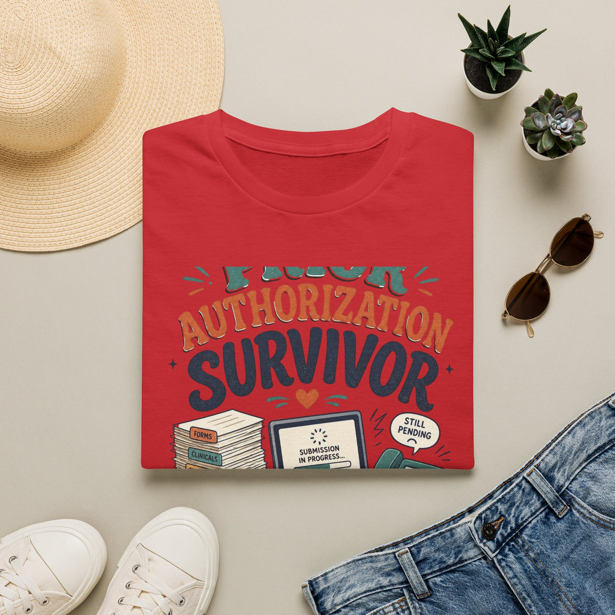 Bold T Shirt Design Showcasing PRIOR AUTHORIZATION SURVIVOR