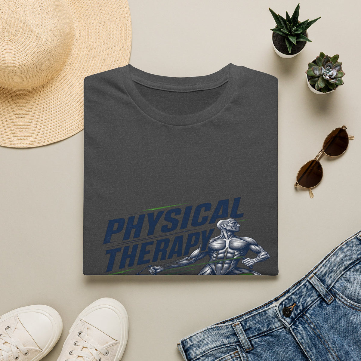 Bold Typography Design With Muscular Figure and Dynamic Lines- Graphic Tees