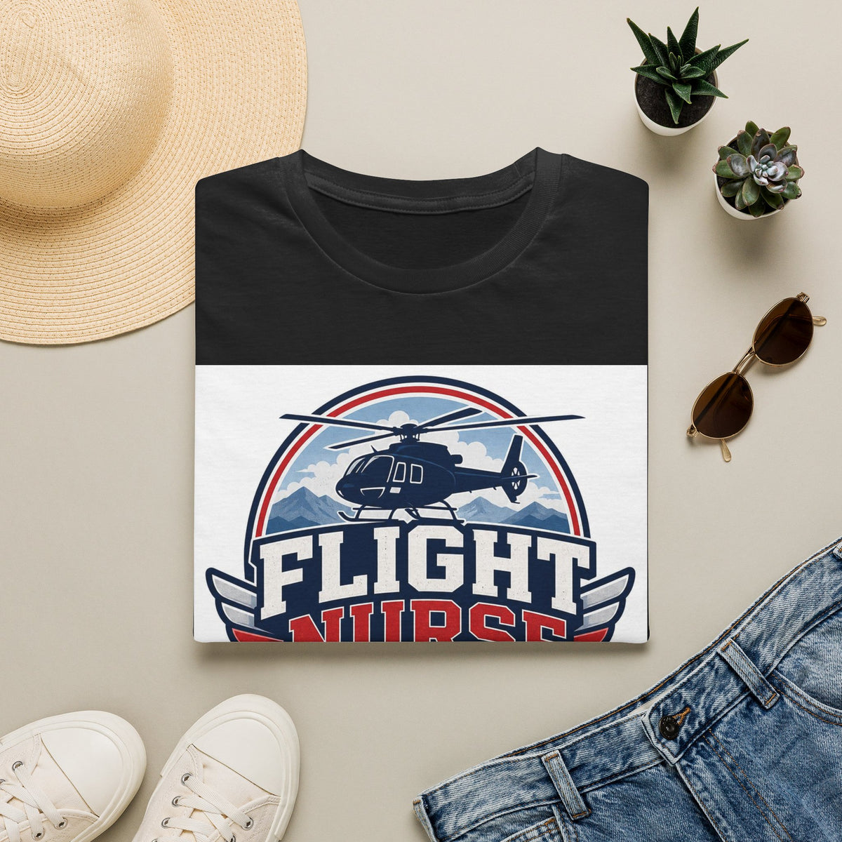 Aviation Inspired T Shirt Design Featuring Flight Nurse Graphic