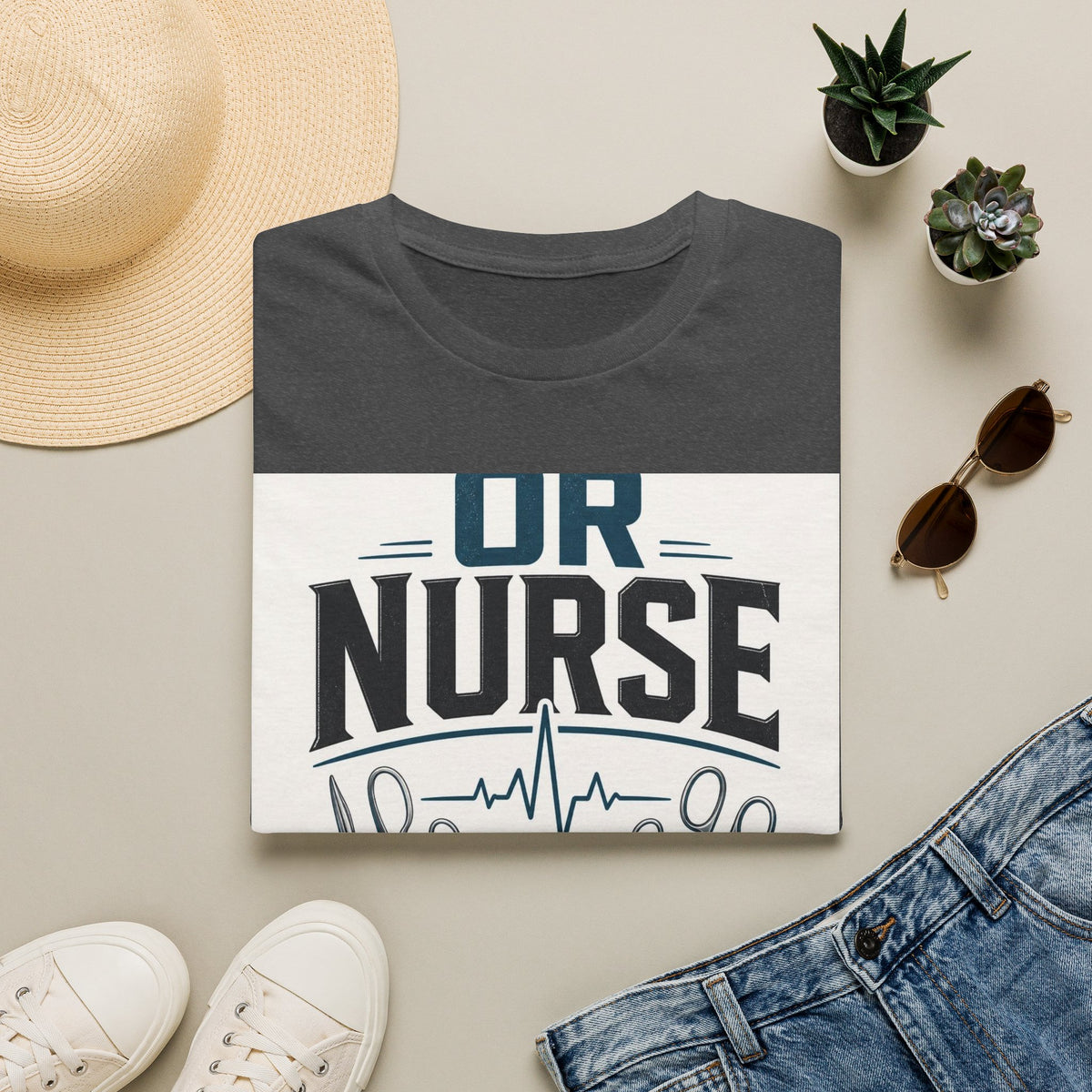 Bold T Shirt Design Featuring Nurse Motto With Instruments