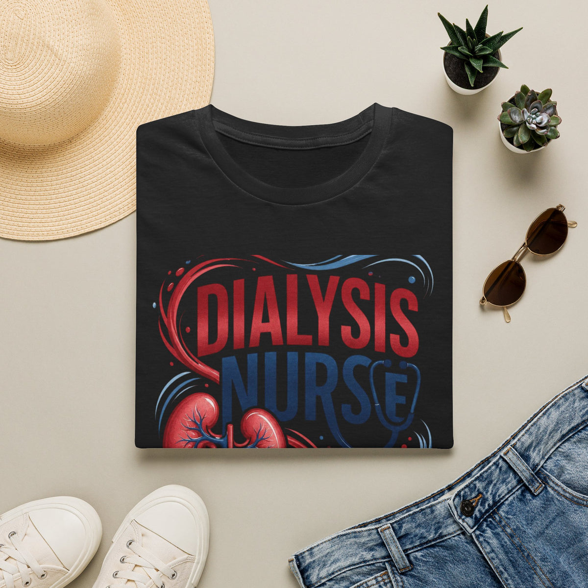 Creative T Shirt Design Celebrating Dialysis Nurses With Flowing Elements
