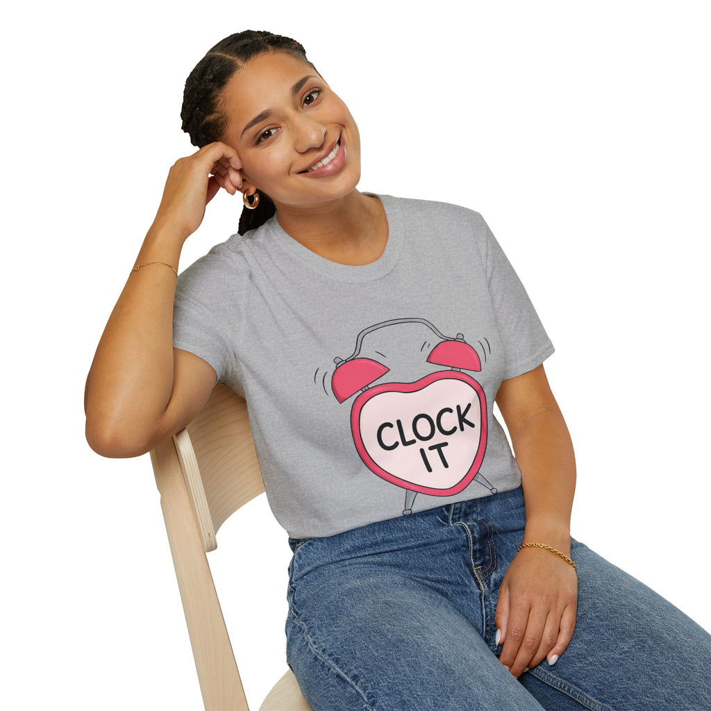 Clock It Alarm-Heart Graphic T-Shirt