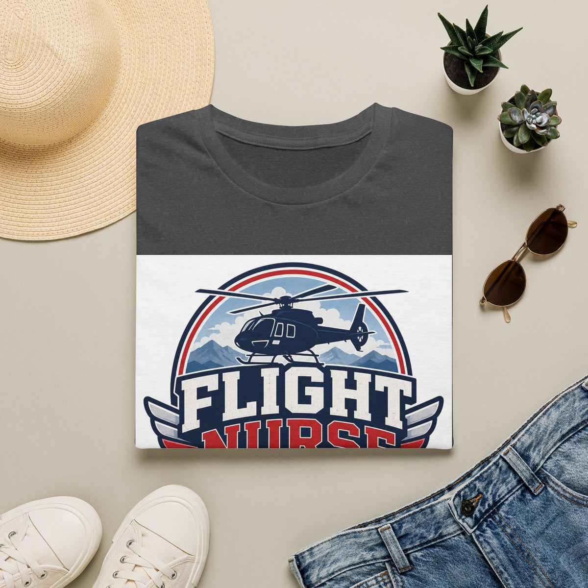 Aviation Inspired T Shirt Design Featuring Flight Nurse Graphic