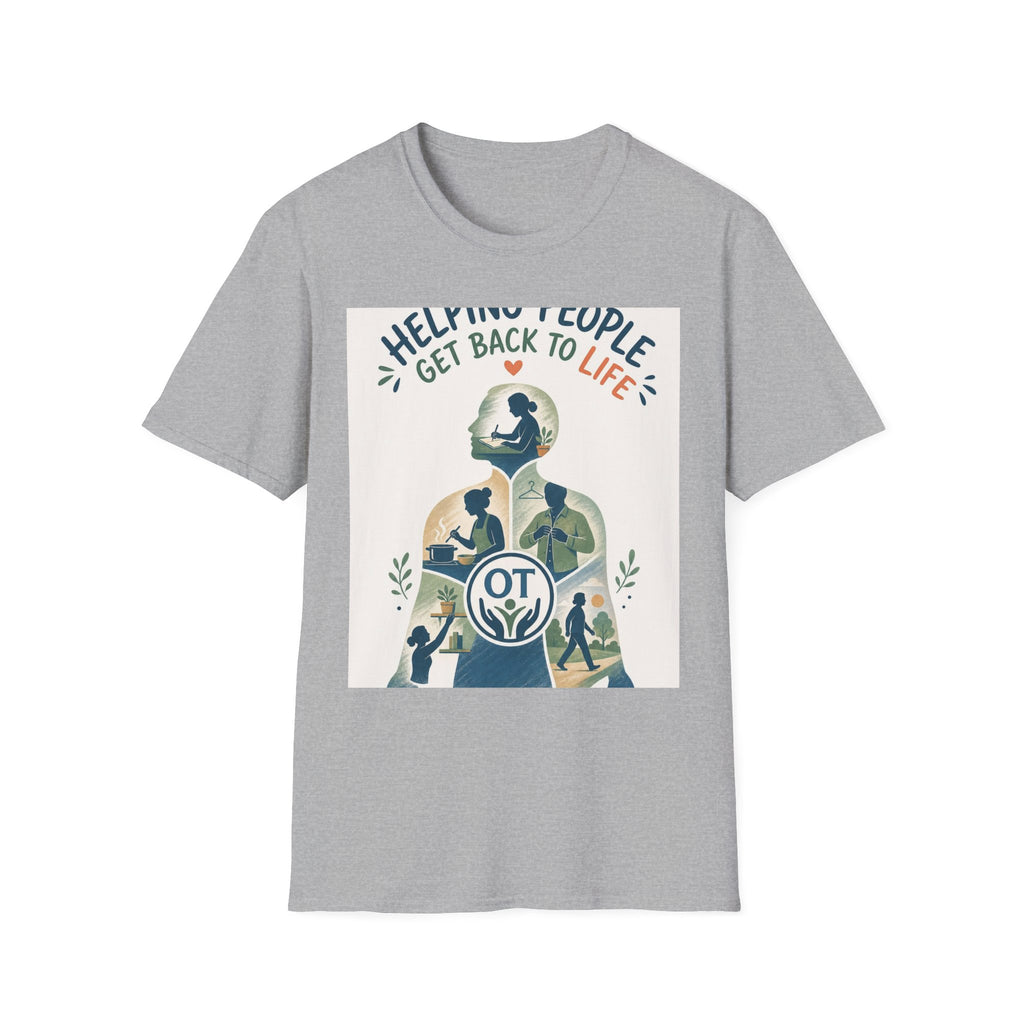 T Shirt Design Featuring Daily Activities Silhouette With OT Symbol