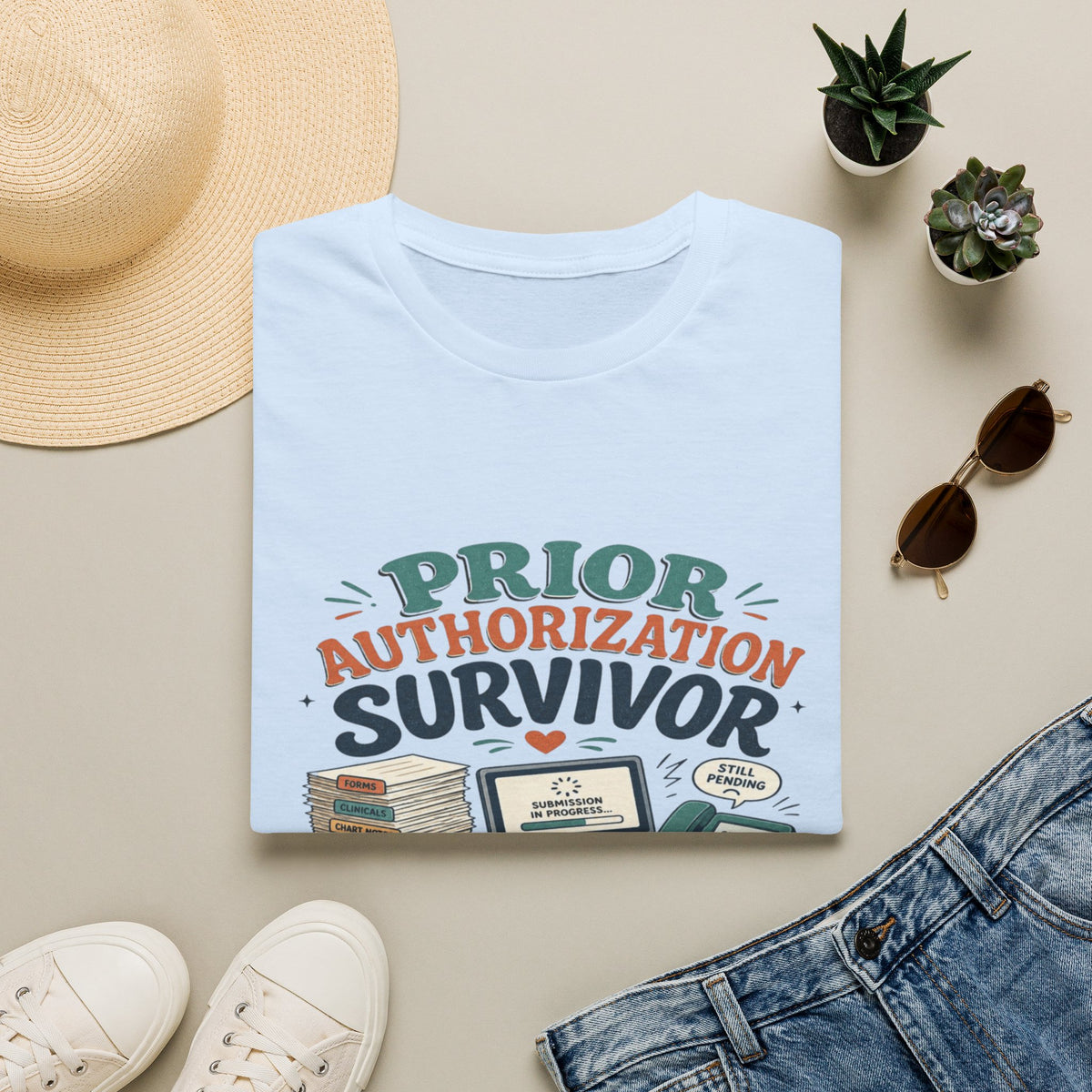 Bold T-Shirt Design Showcasing _PRIOR AUTHORIZATION SURVIVOR_- Graphic Tees
