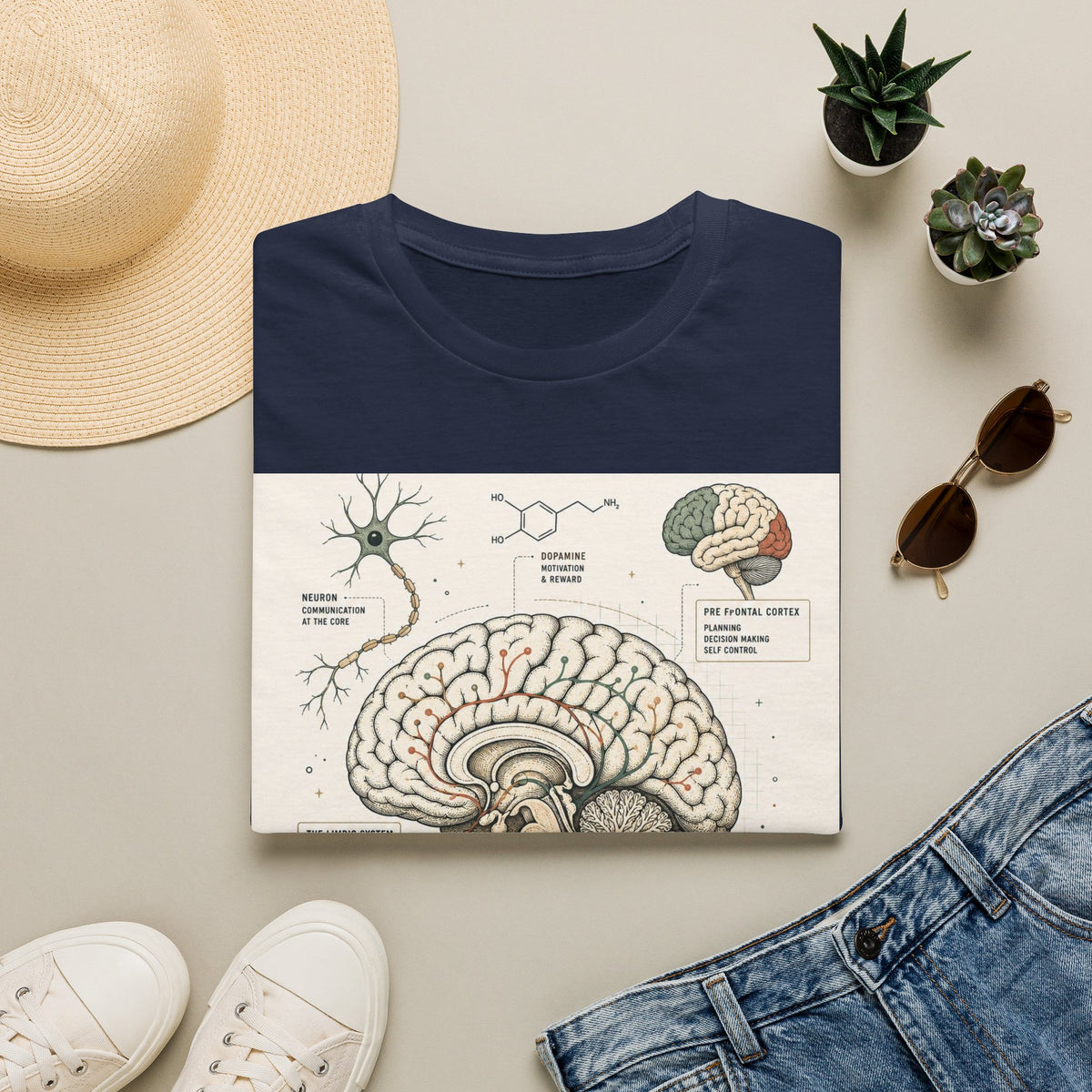 Human Brain Illustration Featuring Neural Pathways And Typography