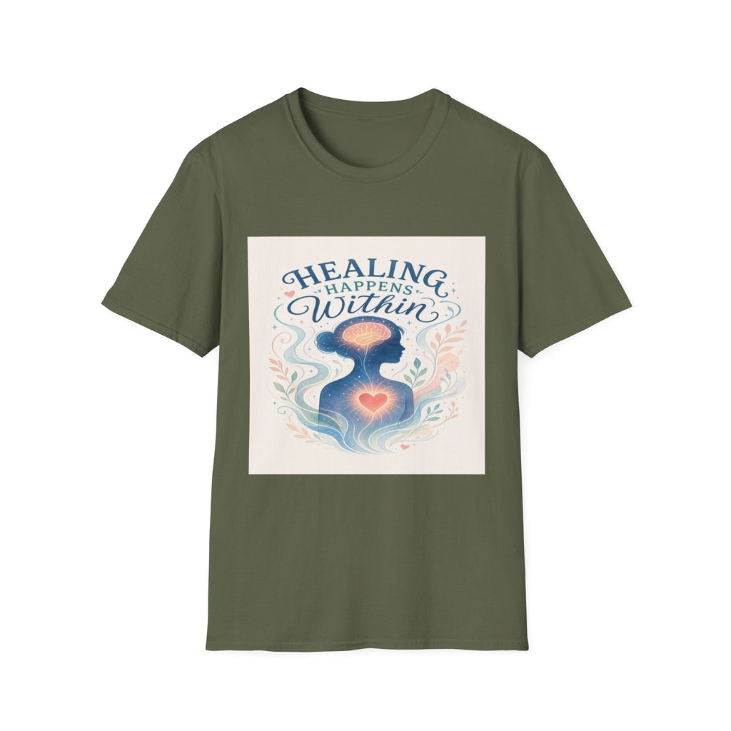 Human Silhouette With Glowing Brain And Heart Design- Graphic Tees