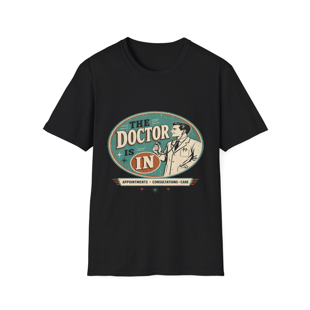 Vintage 1950s Doctor Office Graphic With Classic Badge- Graphic Tees