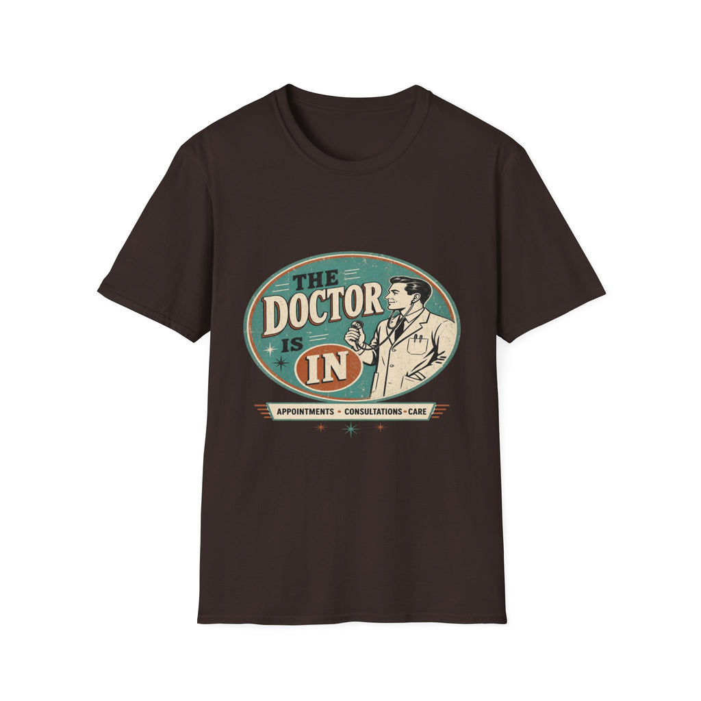 Vintage 1950s Doctor Office Graphic With Classic Badge- Graphic Tees