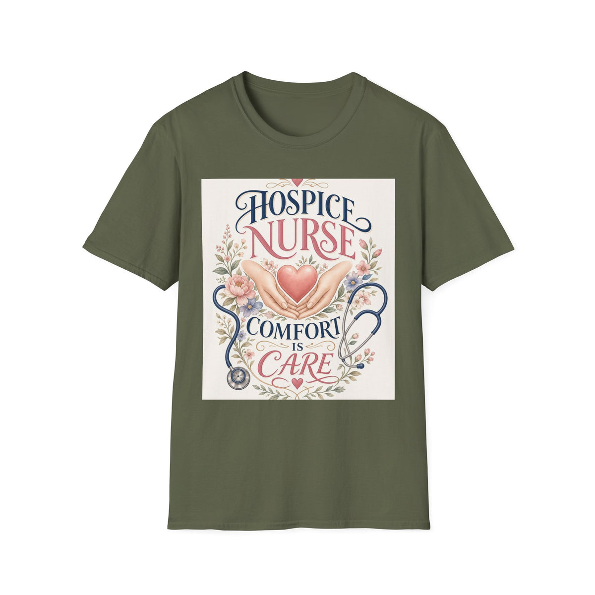 Elegant T Shirt Design Celebrating Hospice Nurses With Compassionate Imagery
