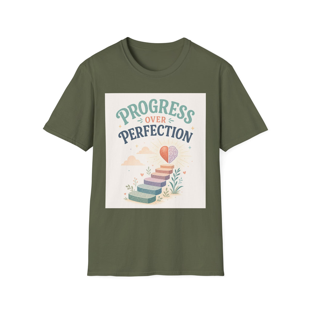 Bold T Shirt Design Featuring Progress Over Perfection Phrase