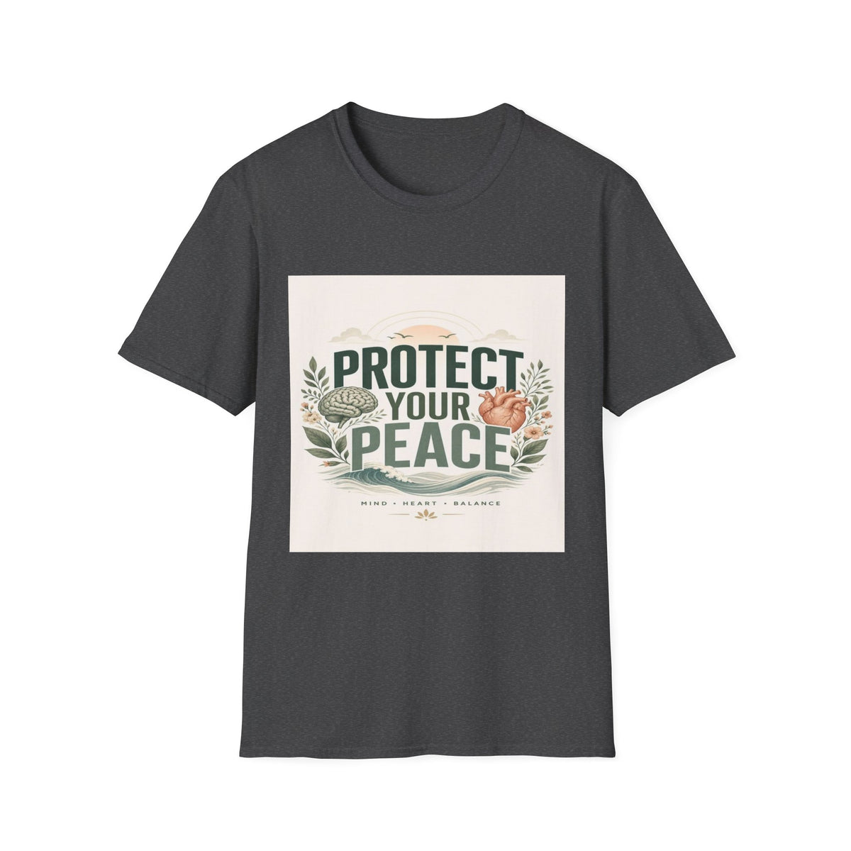 Large Typography Graphic Promoting Peace With Botanical Elements- Graphic Tees
