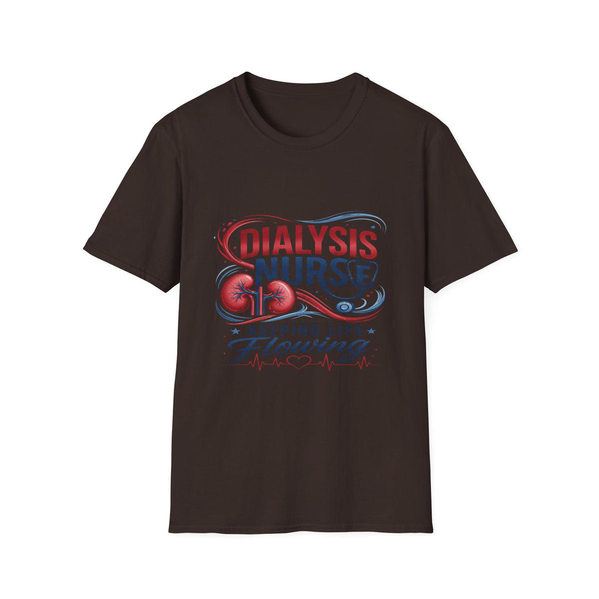 Creative T-Shirt Design Celebrating Dialysis Nurses With Flowing Elements- Graphic Tees