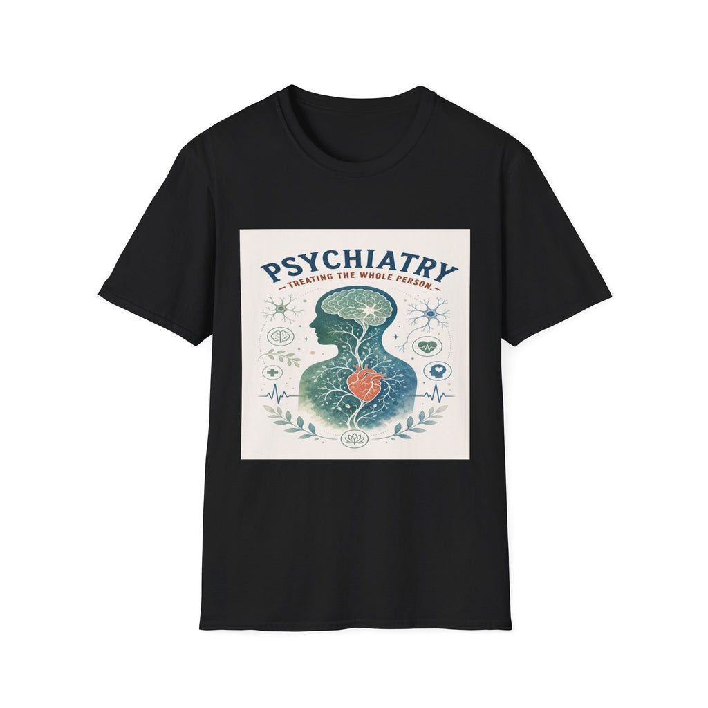 Human Silhouette With Brain And Heart Surrounded By Medical Imagery- Graphic Tees