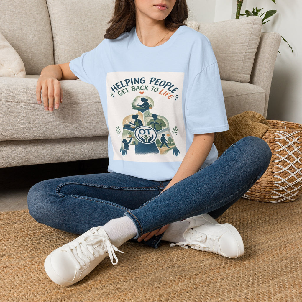 T-shirt Design Featuring Daily Activities Silhouette With OT Symbol- Graphic Tees