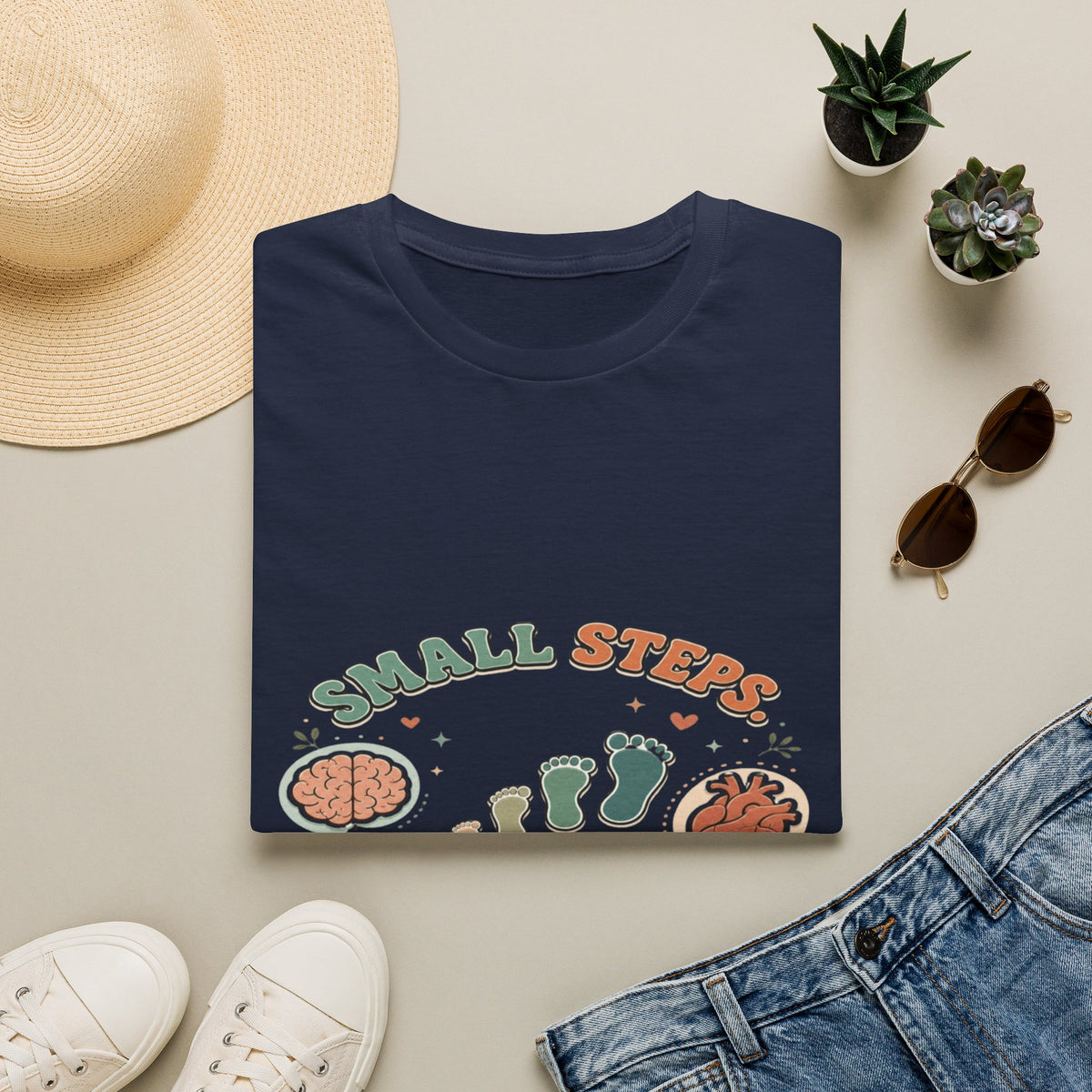 Typography Design Showcasing Small Steps Leading To Growth- Graphic Tees