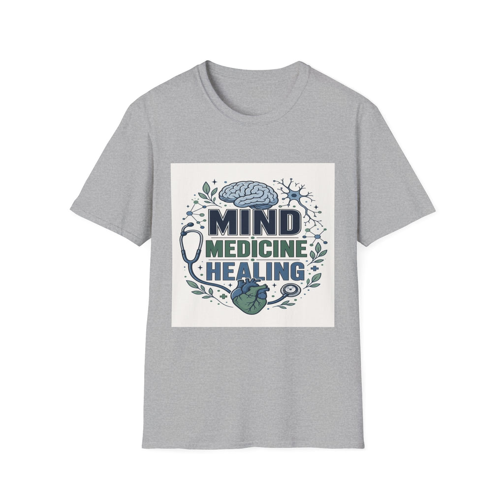 Illustration of Stacked Words Mind Medicine Healing with Medical Icons- Graphic Tees