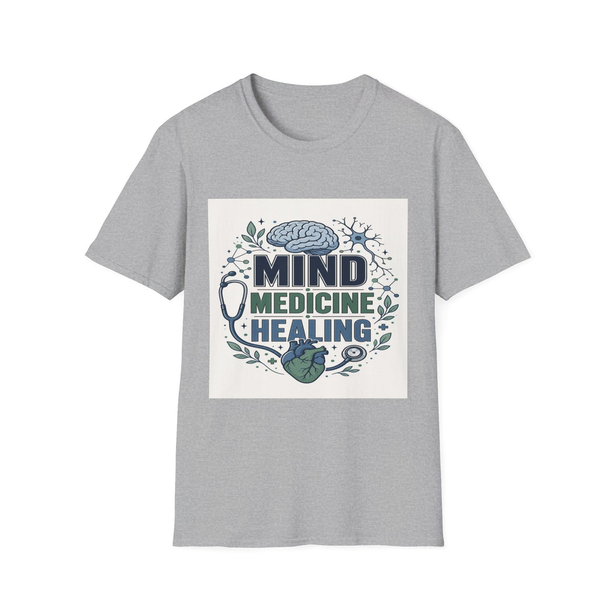 Illustration of Stacked Words Mind Medicine Healing with Medical Icons- Graphic Tees