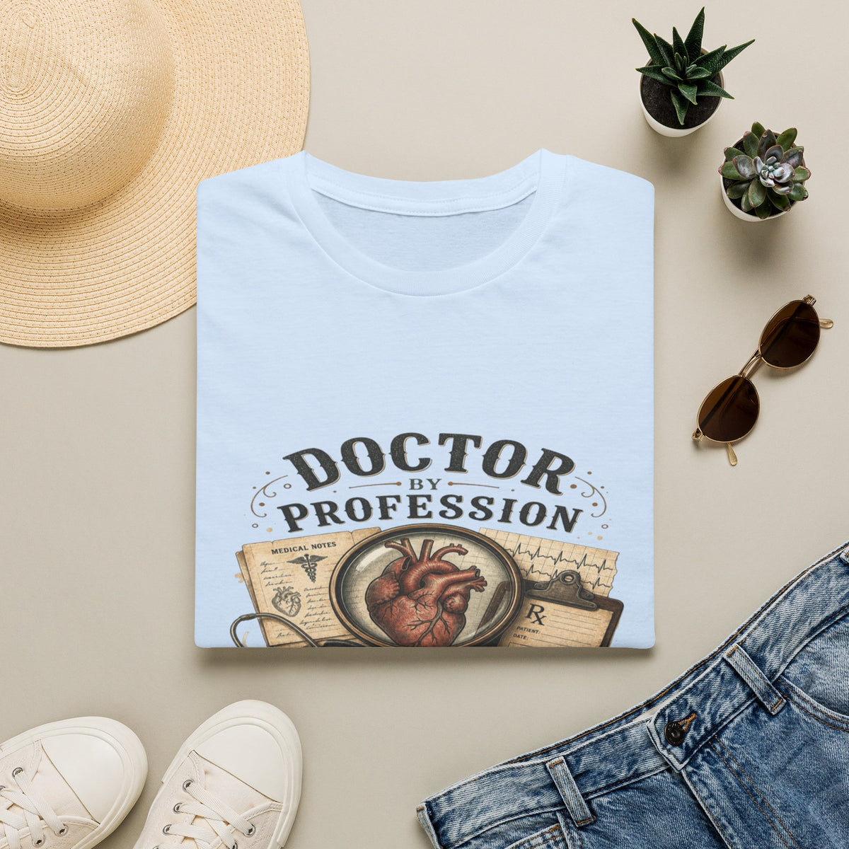 Vintage Detective-Inspired T-Shirt Featuring Anatomical Heart And Magnifying Glass- Graphic Tees