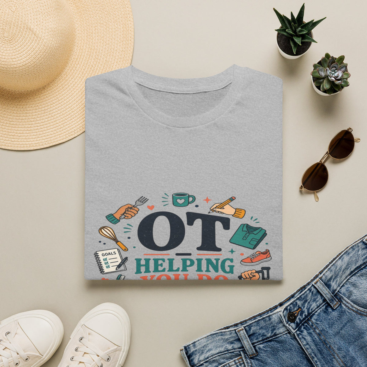 Playful Typography Framed By Colorful Illustrations And Hands- Graphic Tees
