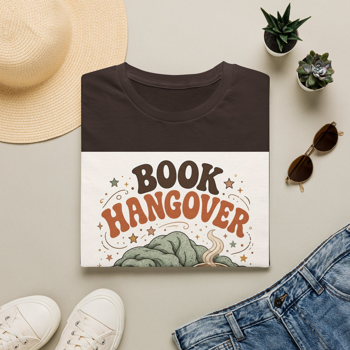 Cozy T Shirt Design Featuring Book And Coffee Cup